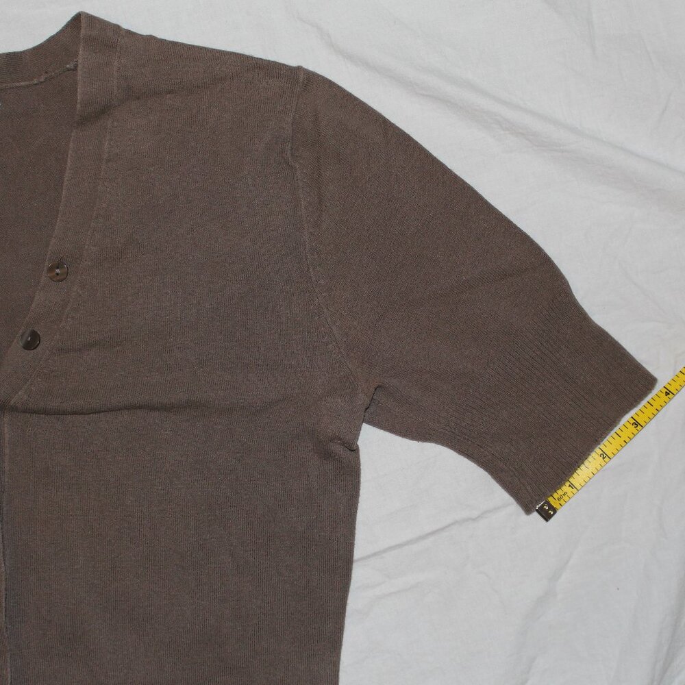 Merona Brand Taupe/Putty Colored Short Sleeve Button Down Cardigan Sweater - Picture 10 of 13